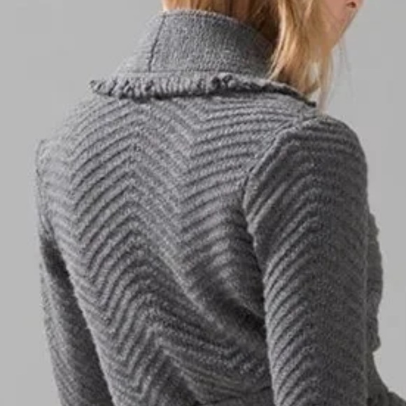 NWT White House Black Market Heather grey fringe shawl collar tie belt cardigan - Picture 3 of 14